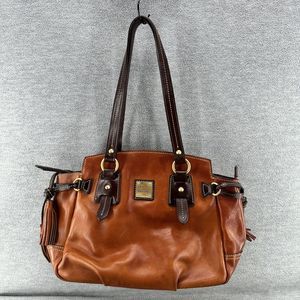 DOONEY & BOURKE Tan & Brown Florentine Toledo Leather Winged Satchel Handbag (PU